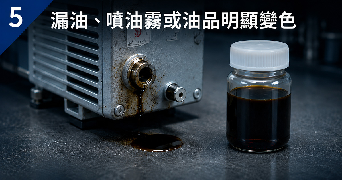 5. 漏油、噴油霧或油品明顯變色